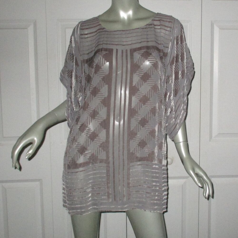 CALYPSO ST. BARTH Gray Flocked Velvet Cold Shoulder Blouse/Dress